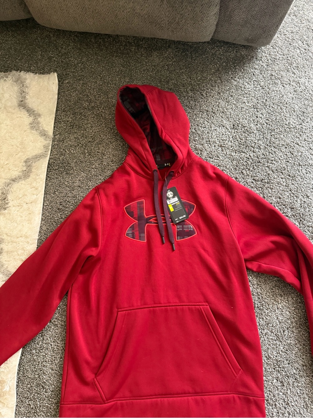 Under Armour Men's Red Zip-Up Sweater with Logo Detail